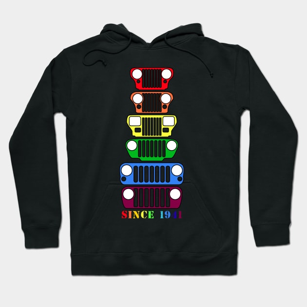 Jeep Grills Rainbow Logo Hoodie by Caloosa Jeepers 